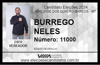 Candidato BURREGO NELES 2024 - SÃO JOSÉ DOS QUATRO MARCOS - Eleições