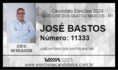 Candidato JOSÉ BASTOS 2024 - SÃO JOSÉ DOS QUATRO MARCOS - Eleições