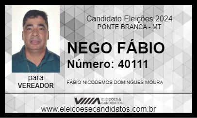 Candidato NEGO FÁBIO 2024 - PONTE BRANCA - Eleições