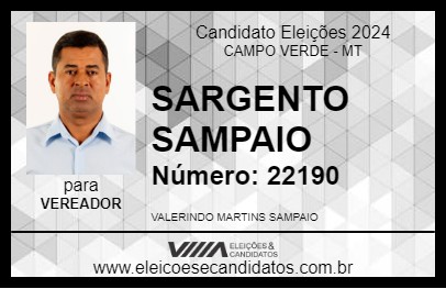 Candidato SARGENTO SAMPAIO 2024 - CAMPO VERDE - Eleições