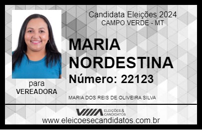 Candidato MARIA NORDESTINA 2024 - CAMPO VERDE - Eleições