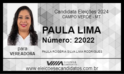 Candidato PAULA LIMA 2024 - CAMPO VERDE - Eleições