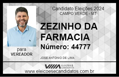 Candidato ZEZINHO DA FARMACIA 2024 - CAMPO VERDE - Eleições