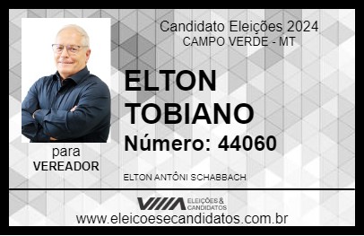 Candidato ELTON TOBIANO 2024 - CAMPO VERDE - Eleições