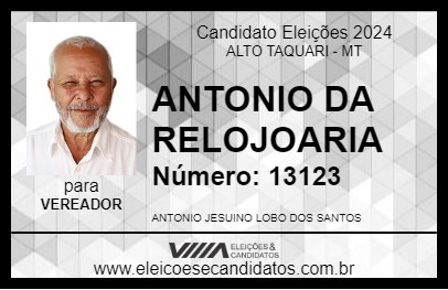 Candidato ANTONIO DA RELOJOARIA 2024 - ALTO TAQUARI - Eleições