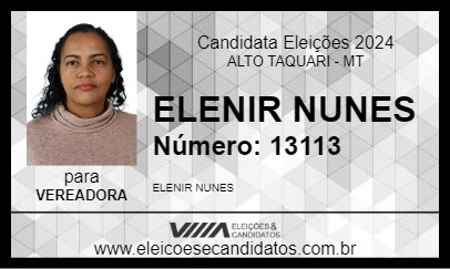 Candidato ELENIR NUNES 2024 - ALTO TAQUARI - Eleições