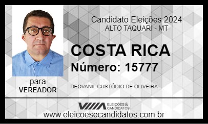 Candidato COSTA RICA 2024 - ALTO TAQUARI - Eleições