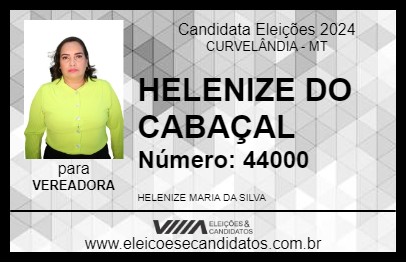 Candidato HELENIZE DO CABAÇAL 2024 - CURVELÂNDIA - Eleições