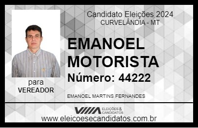 Candidato EMANOEL MOTORISTA 2024 - CURVELÂNDIA - Eleições