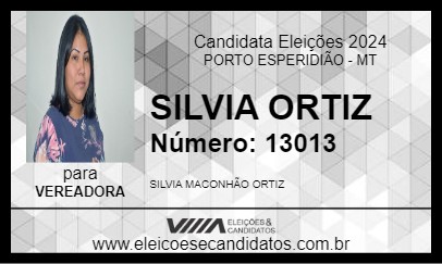 Candidato SILVIA ORTIZ 2024 - PORTO ESPERIDIÃO - Eleições