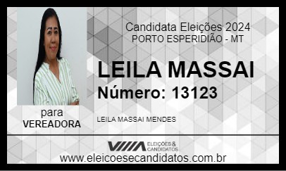 Candidato LEILA MASSAI 2024 - PORTO ESPERIDIÃO - Eleições