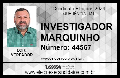 Candidato INVESTIGADOR MARQUINHO 2024 - QUERÊNCIA - Eleições