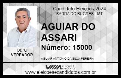 Candidato AGUIAR DO ASSARI 2024 - BARRA DO BUGRES - Eleições