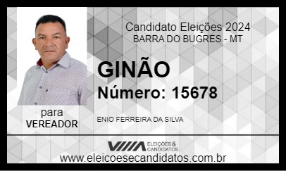 Candidato GINÃO 2024 - BARRA DO BUGRES - Eleições