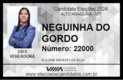 Candidato NEGUINHA DO GORDO 2024 - ALTO ARAGUAIA - Eleições