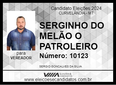 Candidato SERGINHO DO MELÃO O PATROLEIRO 2024 - CURVELÂNDIA - Eleições