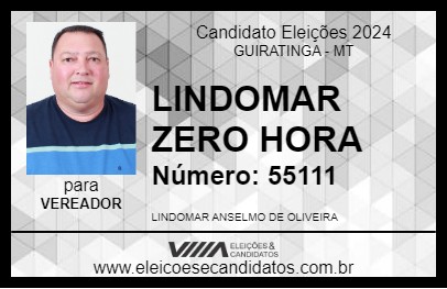 Candidato LINDOMAR ZERO HORA 2024 - GUIRATINGA - Eleições