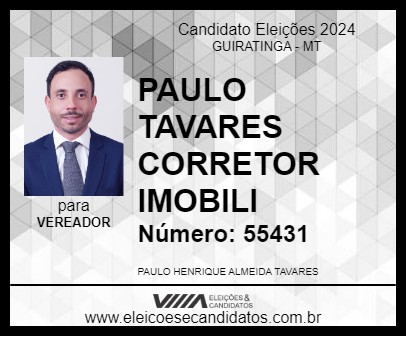 Candidato PAULO TAVARES CORRETOR 2024 - GUIRATINGA - Eleições