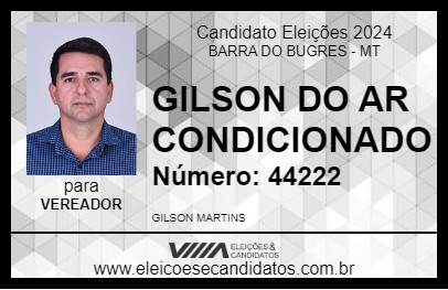 Candidato GILSON DO AR CONDICIONADO 2024 - BARRA DO BUGRES - Eleições