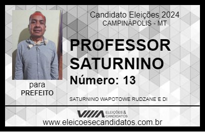 Candidato PROFESSOR SATURNINO 2024 - CAMPINÁPOLIS - Eleições