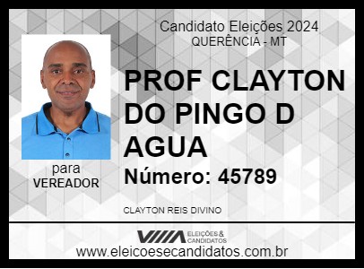 Candidato PROF CLAYTON DO PINGO D AGUA 2024 - QUERÊNCIA - Eleições