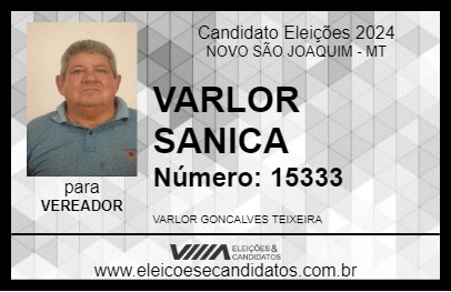 Candidato VARLOR SANICA 2024 - NOVO SÃO JOAQUIM - Eleições