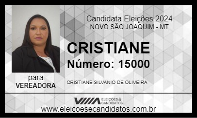 Candidato CRISTIANE 2024 - NOVO SÃO JOAQUIM - Eleições