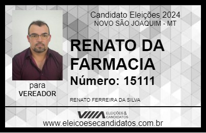 Candidato RENATO DA FARMACIA 2024 - NOVO SÃO JOAQUIM - Eleições