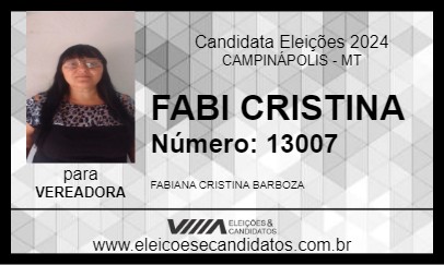 Candidato FABI CRISTINA 2024 - CAMPINÁPOLIS - Eleições