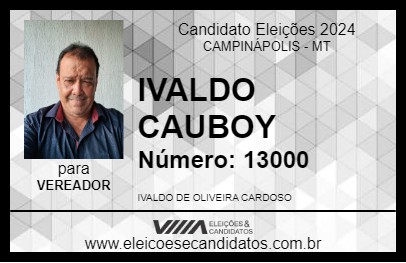 Candidato IVALDO CAUBOY 2024 - CAMPINÁPOLIS - Eleições