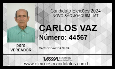 Candidato CARLOS VAZ 2024 - NOVO SÃO JOAQUIM - Eleições