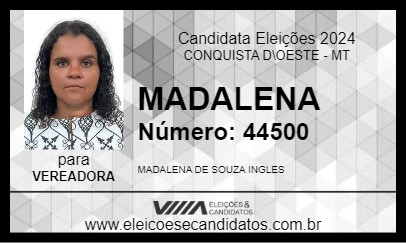 Candidato MADALENA 2024 - CONQUISTA D\OESTE - Eleições