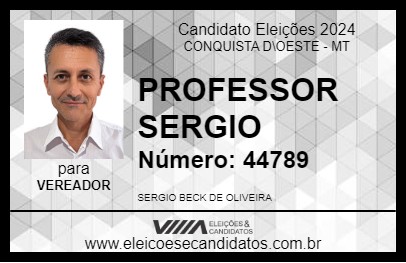 Candidato PROFESSOR SERGIO  2024 - CONQUISTA D\OESTE - Eleições