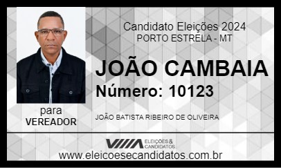 Candidato JOÃO CAMBAIA 2024 - PORTO ESTRELA - Eleições