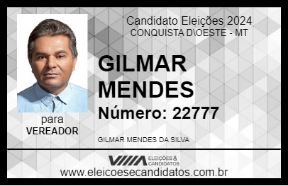 Candidato GILMAR MENDES 2024 - CONQUISTA D\OESTE - Eleições