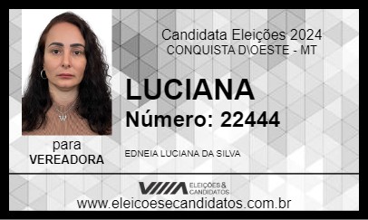 Candidato LUCIANA 2024 - CONQUISTA D\OESTE - Eleições