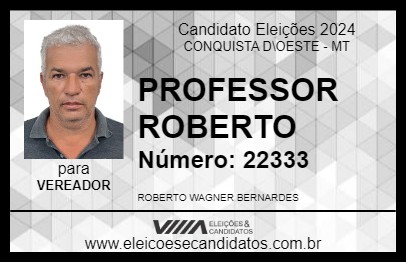 Candidato PROFESSOR ROBERTO 2024 - CONQUISTA D\OESTE - Eleições