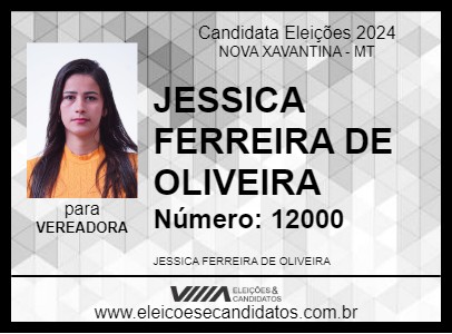 Candidato JESSICA FERREIRA DE OLIVEIRA 2024 - NOVA XAVANTINA - Eleições