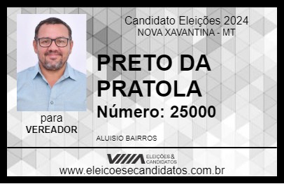 Candidato PRETO DA PRATOLA 2024 - NOVA XAVANTINA - Eleições