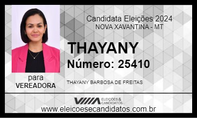 Candidato THAYANY 2024 - NOVA XAVANTINA - Eleições