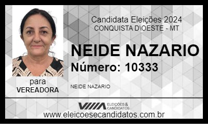 Candidato NEIDE NAZARIO 2024 - CONQUISTA D\OESTE - Eleições