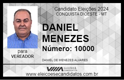 Candidato DANIEL MENEZES 2024 - CONQUISTA D\OESTE - Eleições