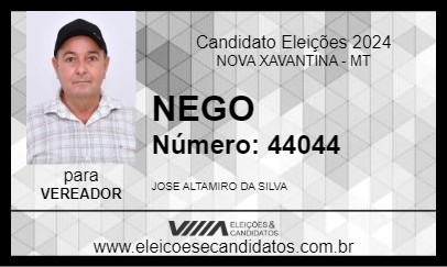 Candidato NEGO 2024 - NOVA XAVANTINA - Eleições