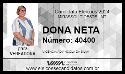 Candidato DONA NETA 2024 - MIRASSOL D\OESTE - Eleições