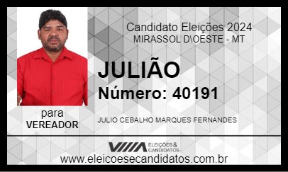 Candidato JULIÃO 2024 - MIRASSOL D\OESTE - Eleições