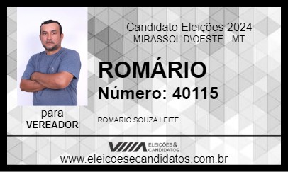 Candidato ROMÁRIO 2024 - MIRASSOL D\OESTE - Eleições