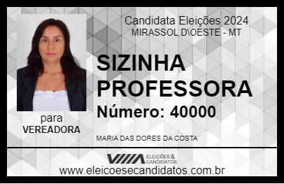 Candidato SIZINHA PROFESSORA 2024 - MIRASSOL D\OESTE - Eleições