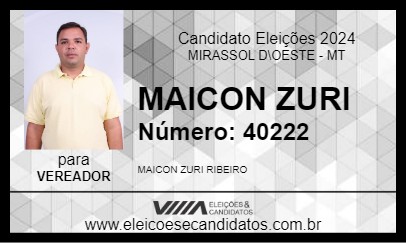 Candidato MAICON ZURI 2024 - MIRASSOL D\OESTE - Eleições