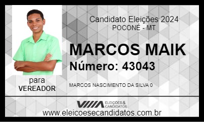 Candidato MARCOS MAIK 2024 - POCONÉ - Eleições