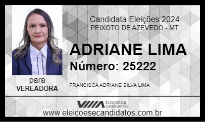 Candidato ADRIANE LIMA 2024 - PEIXOTO DE AZEVEDO - Eleições